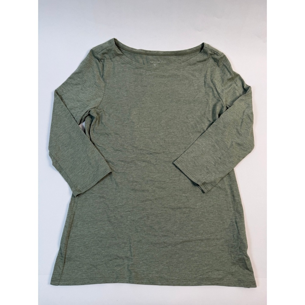 Garnet Hill Heathered Sage Green Boatneck Top – 3/4 Sleeve – Women's Size S